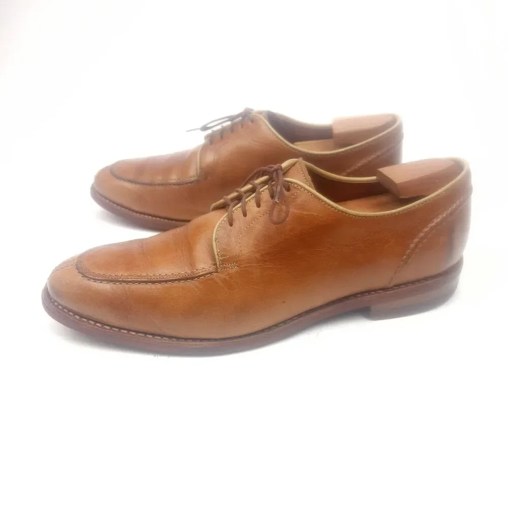 Allen Edmonds Clark Street Mens 10.5 D Split Toe Tan Leather Oxfords Dress Shoes